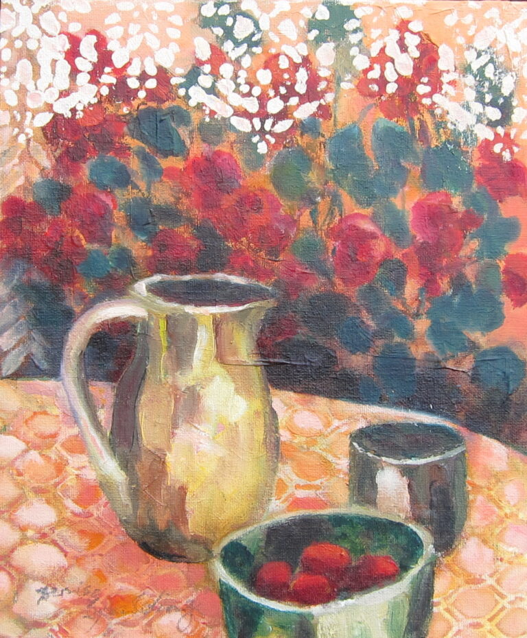 An interior/exterior divide is suggested by the lace at the top of the format , restricts the position of the viewer to the interior space.